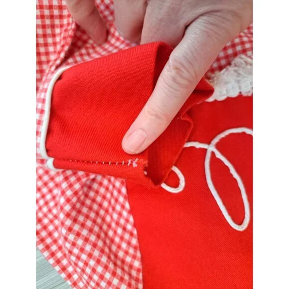 Vtg Sears Girls Red White Embroidered Western  Long Sleeve Shirt 6X Cotton Blend - Picture 5 of 8